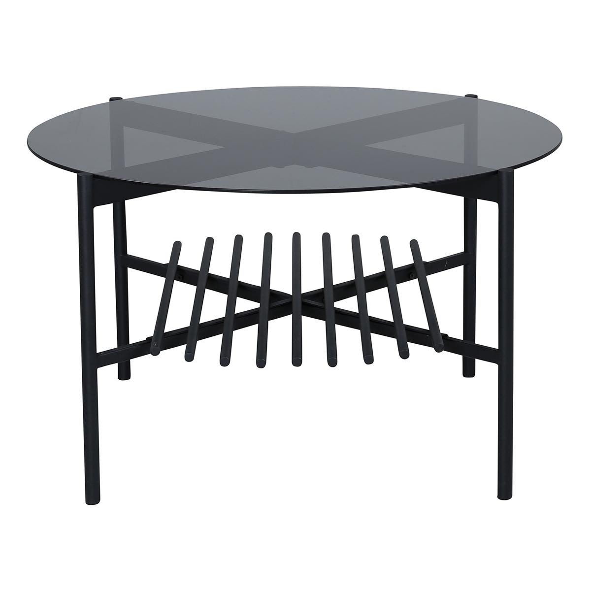 Table basse en verre noir 80cm Von Staf meuble de salon rond