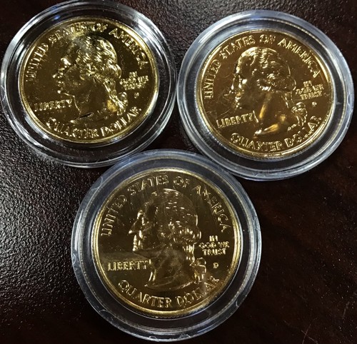 PCS Holographic Gold-Plated US State Quarters w/Box - Picture 3 of 4