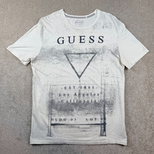 EST. T-shirt Los Angeles California Guess 1981 uomo L bianca grafica streetwear