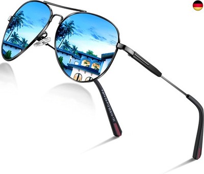 DADA-PRO Sonnenbrille Herren Polarisiert Pilotenbrille Damen Metallrahmen Retro