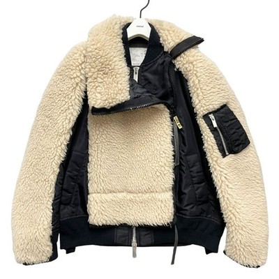 sacai Faux Shearling Nylon Twill Blouson Jacket MA-1 Size 1