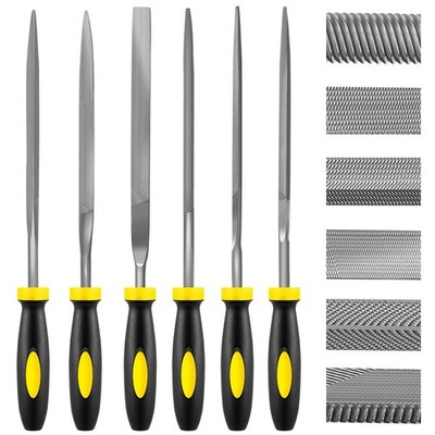 6 Piece Metal Needle File Set - 4-inch,Carbon Steel Files for Metal, Wood & Jewe