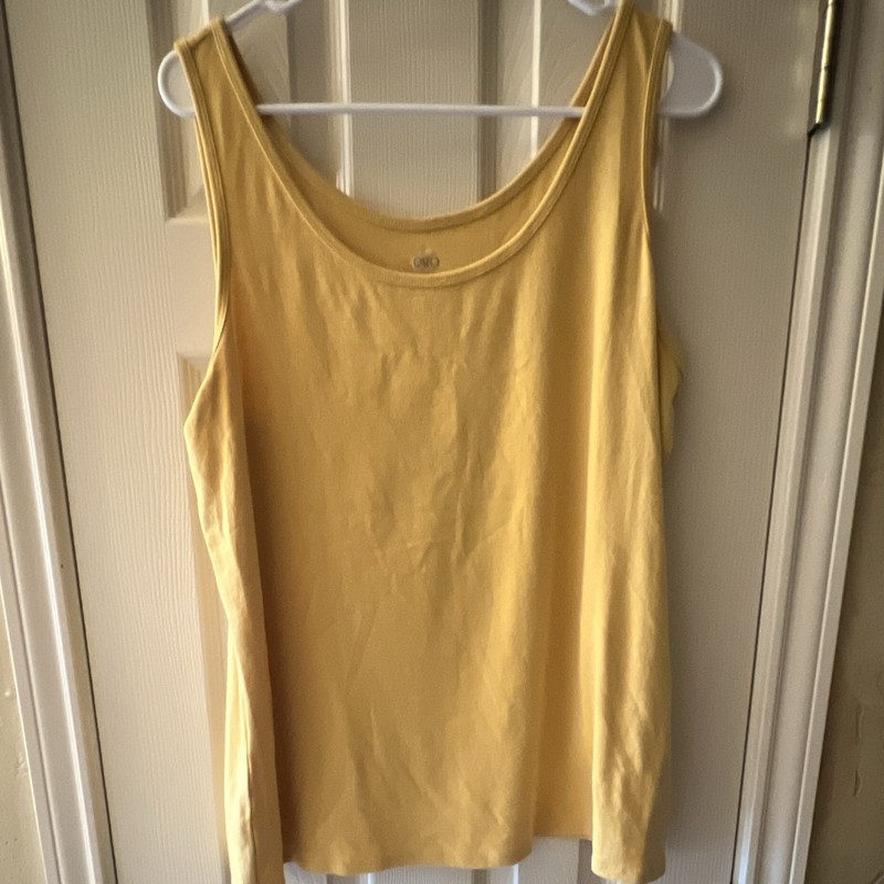 Cato Women’s 18/20W Yellow Solid Knit Scoop Neck Sleeveless Pullover Tank Top