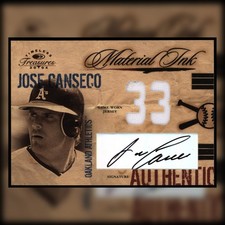 2004 Jose Canseco Donruss Timeless Treasures /25 GU Jersey Auto, Material Ink