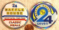 Waffle House PIN BUTTON SET Classic Meals 24/7 Fast Food Restaurant HOLOGRAPHIC