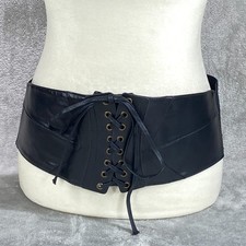 Spirit Halloween Cincher Corset Women Plus Stretch Black Leather Lace Up Classic