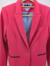 Tommy Hilfiger Women s Pink Knit Blazer One Button Lined Elbow Patches 12
