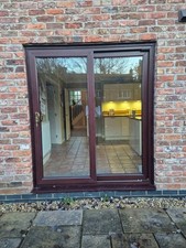 Upvc sliding door patio slider Brown external double glaze exterior Rosewood