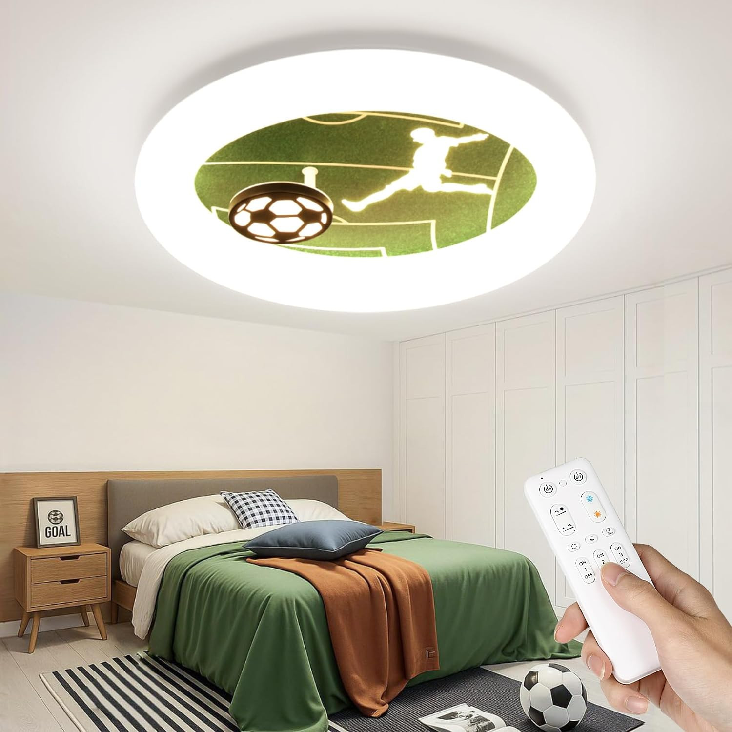 Lampadario LED 3000K-6500K Calcio per Cameretta | Dimmerabile 42W
