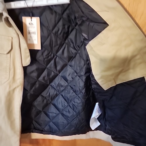 Quicksilver New Aitor Full Zip Jacket Youth XL Hooded Lined Quilted Tan/Khaki - Picture 7 of 24