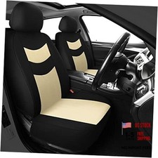 Universal Car Seat Covers For Front Beige Black Front Seat Covers 2 Pcs
