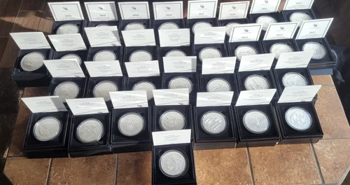 Lot of 8 2013 to 2015 America The Beautiful 5OZ Uncirculated Coins w/OGP and COA