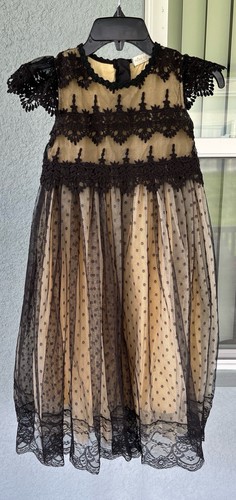 Trish Scully Girl’s Ana Polka Dot Overlay Embroidered Goth Dress Size 8 - Picture 4 of 9