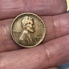 1945 S Lincoln Wheat Penny L On Rim Copper WWII Era