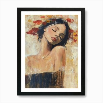 Weibliche Handarbeit Gemälde 2 Kunstdruck gerahmt Wandbild Poster Leinwanddruck Bild
