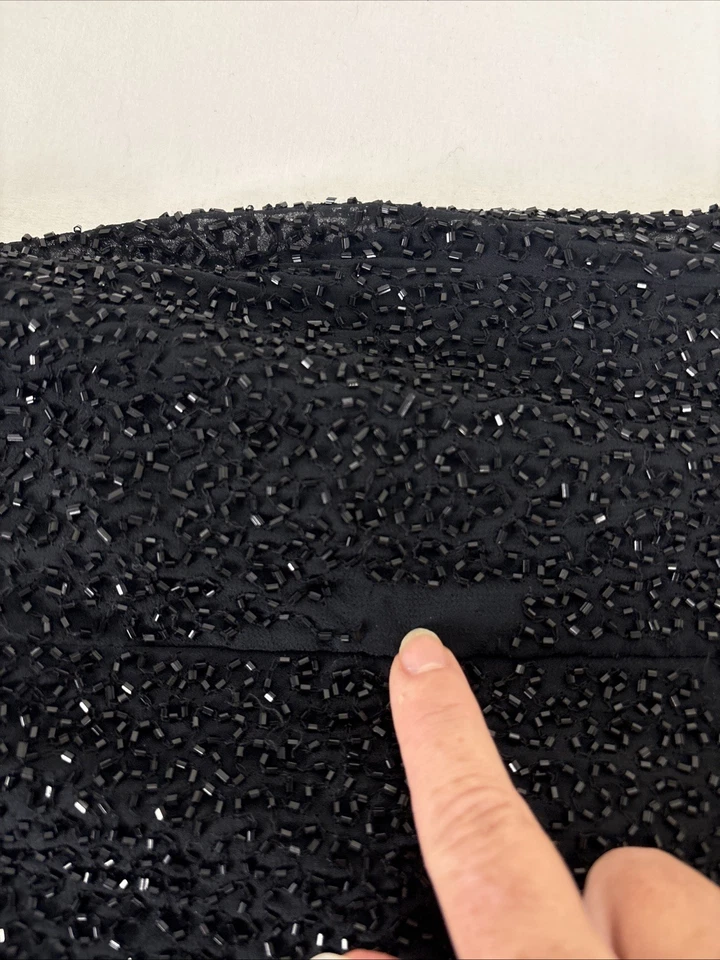 Vtg 90s Y2K Jump Apparel Formal Maxi Dress Beaded 5/6 Black Witchy - Image 3 of 4