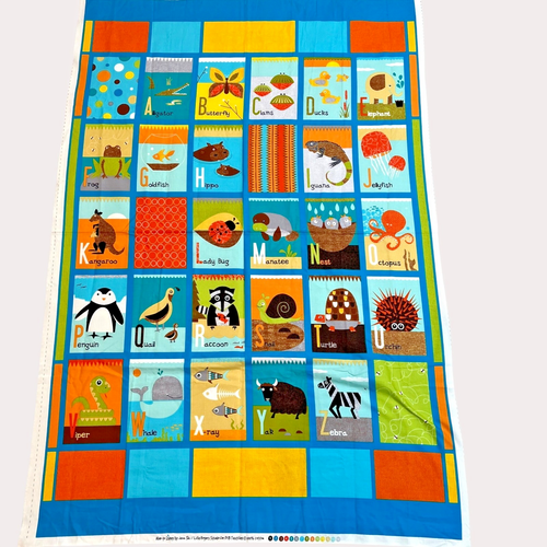Alphabet Panel Fabric A To Zippy P&B Textiles 100% Cotton Multi-Colored ...