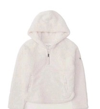 New Abercrombie Kids Girl Cozy Cream Winter Sherpa Fleece 1/4 Zip Hoodie 15 16