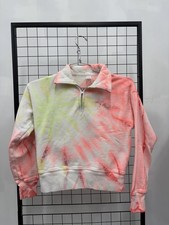Hanes Re/Done 1/4 Zip Sweatshirt Sz Xs Made In Usa Neon Space Tie Dye
