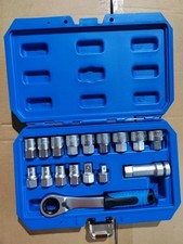 Durchsteck Ratsche Steckschl&uuml;ssel Satz 17 teilig 3/8" 1/2" 10-24mm