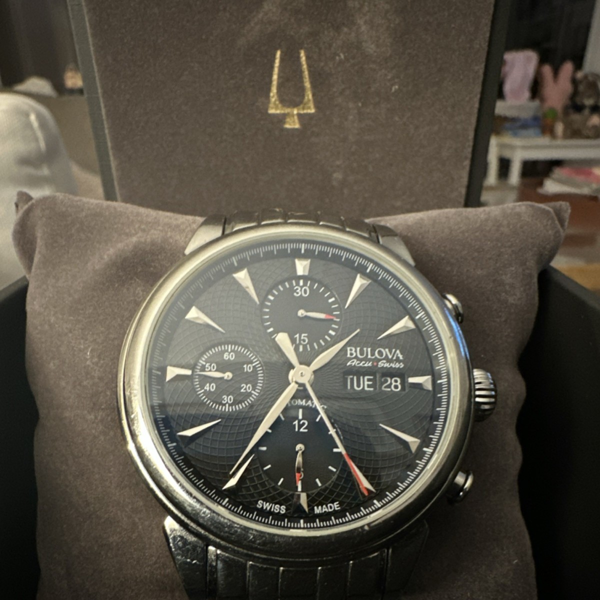Bulova Accu Swiss 63C113 “Gemini” Chronograph Automatic, Black