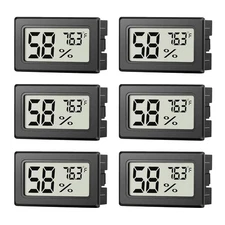 6 Pack Mini Hygrometer Indoor Humidity Meter, Small Digital Thermometer Black