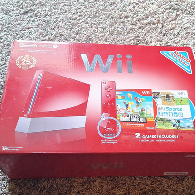 Nintendo Wii Limited Edition Red Console Bundle 2 Remotes RVL-001