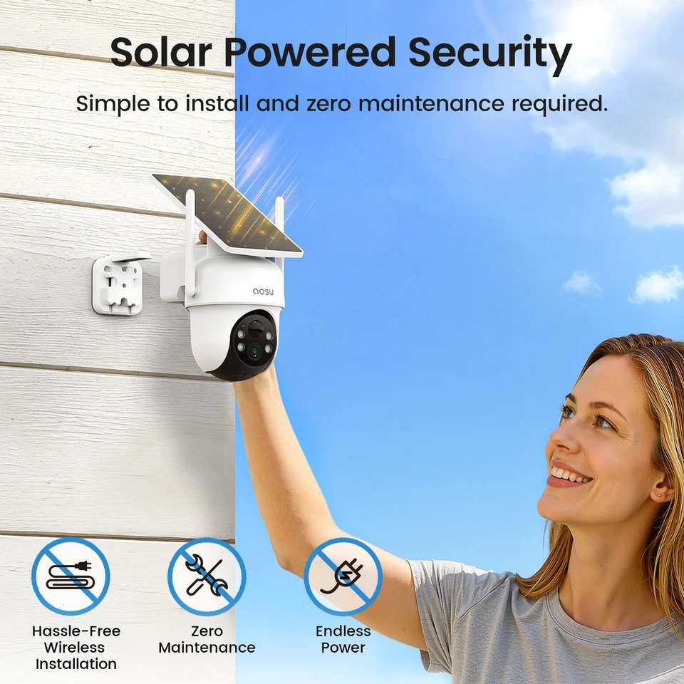 AOSU Solar Security Cameras Outdoor Wireless,4 Cam-Kit,2K Color Night Vision - Image 4 of 4