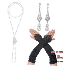 1920s Flapper Accessories Set for Women Roaring 20s Costumes Fingerless Gloves