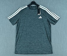 Adidas T-Shirt Men's M Black Melange Heather 3-Stripes Training Logo Tee NWT