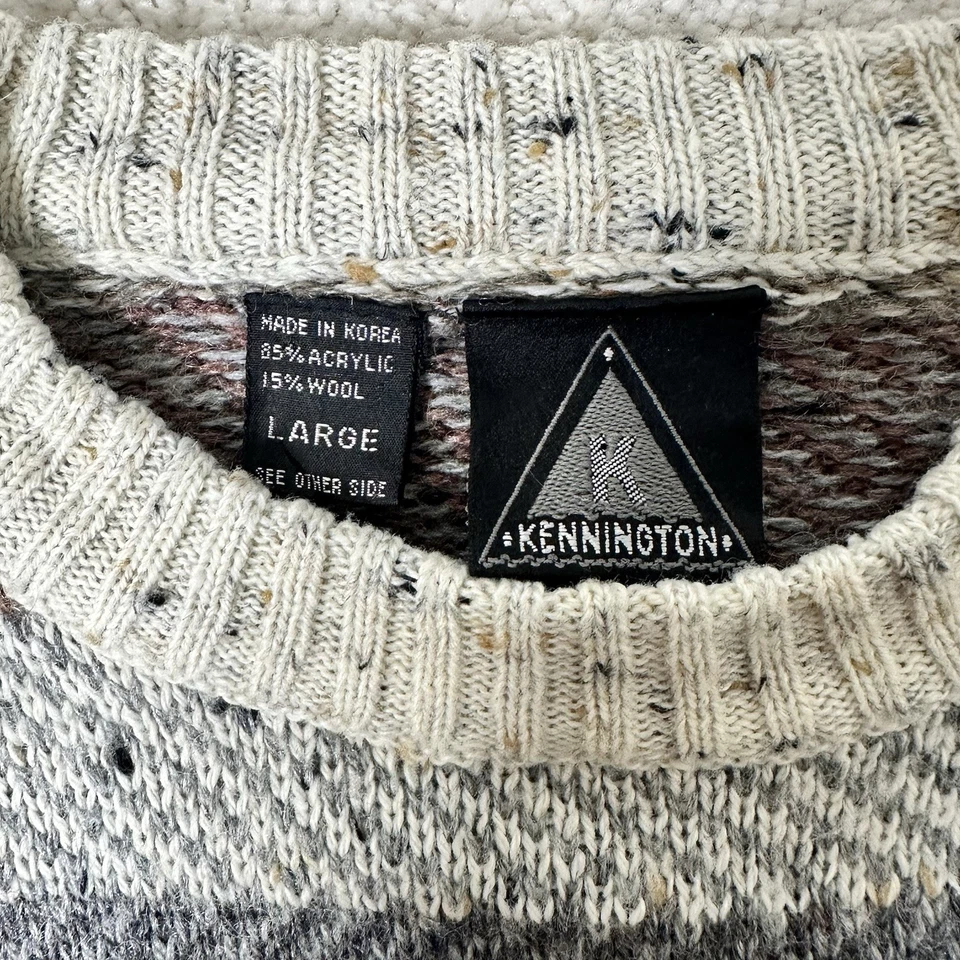Vintage Kennington Sweater L Korea Wool Blend Striped Chevron 90s Grunge - Изображение 3 из 4