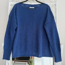 TOAST Sweater Large Blue Superfine Alpaca Fuzzy Jumper Pullover Quiet Luxury