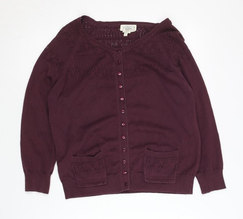 Next Damen lila Strickjacke Größe 14 – klassischer Strick