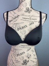 Skims Bra Womens 36C Black T-Shirt Underwire Lightly Lined Microfiber Stretch