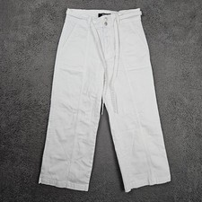 Hudson White Wide Leg Crop Tie Waist Pants H1224-01 Size 10