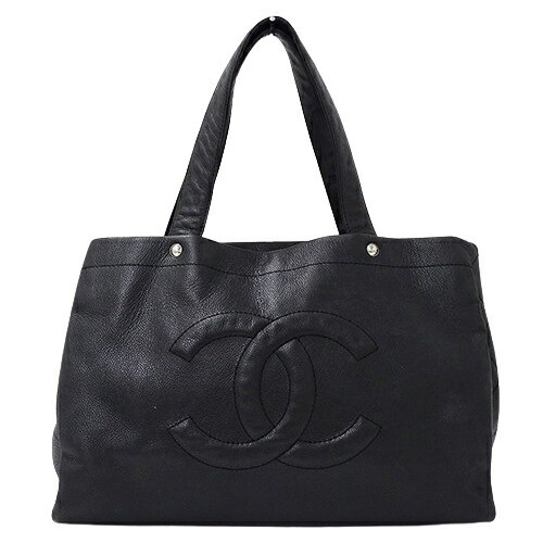 Chanel Wild Stitch Leather Tote Shoulder Bag Black r10_0806