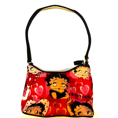Betty Boop Purse Zip Closure Red & Pink Hearts 9 x 7 x 5in