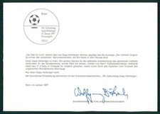 BRD MINISTERKARTE 1987 FUSSBALL SEPP HERBERGER SOCCER MINISTER CARD RAR !! h6489