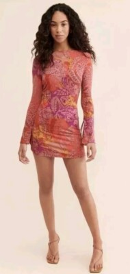 Urban Outfitters Silence + Noise Sandra Pink Paisley Scoop Mini Dress - XS