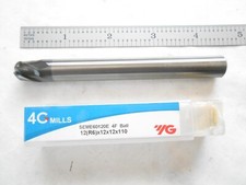 NEW YG-1, 12MM DIA. X 12MM LOC X 110MM OAL SOLID CARBIDE 4FL. C.C. BALL END MILL