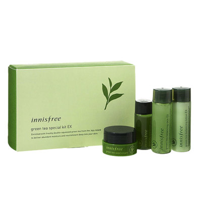 innisfree green tea special kit EX 4 items (Skin + Lotion + Cream + Serum)