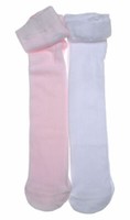 2 pairs of Plain White & Pink Baby Tights