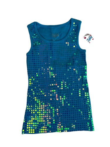 Débardeur Fille Justice Taille 8 - Rayé Bleu Et Blanc, Sans Manches, Coton, Occasion Très Bon état