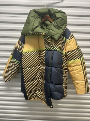 Adidas Ivy Park Multicolor Unisex Asymetric Puffer Jacket Sz M Pyrite/ Navy NWT