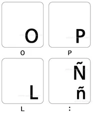spanish latin american transparent keyboard sticker black letters
