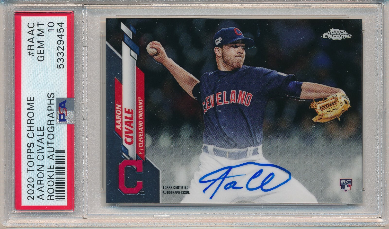 2020 TOPPS CHROME AARON CIVALE ROOKIE AUTO AUTOGRAPHS RC PSA 10 INDIANS
