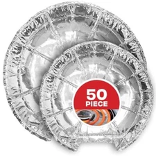 50 Pack Round Aluminum Foil Stove Burner Covers for Electric Stove, 6 & 8 Inch