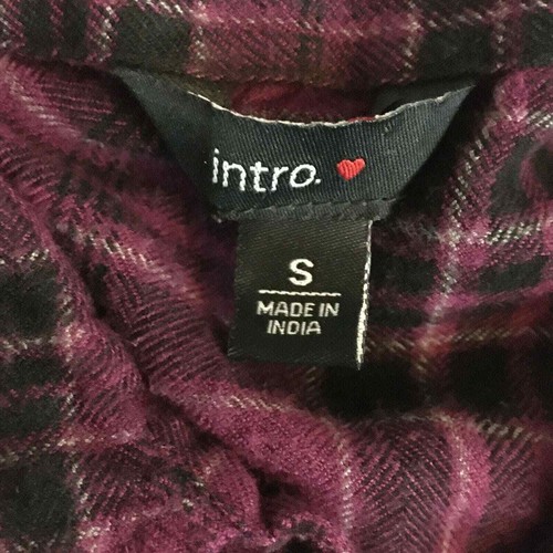Intro Hemd Damen Gr. S lila schwarz kariert Viskose Flanell Knopfleiste Tunika Top - Bild 5 von 7