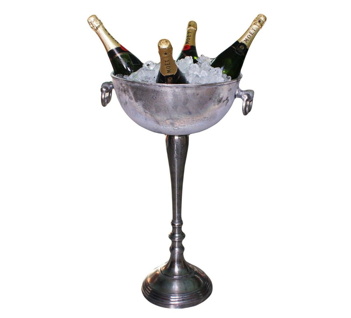 Deluxe 6.5 Litre Large Vintage Champagne Cooler Ice Bucket Cooler with Wooden Stand Base, Distressed Finish, Prosecco, Antique, Royal, Cuvée de Prestige, Fine Dining Accessory