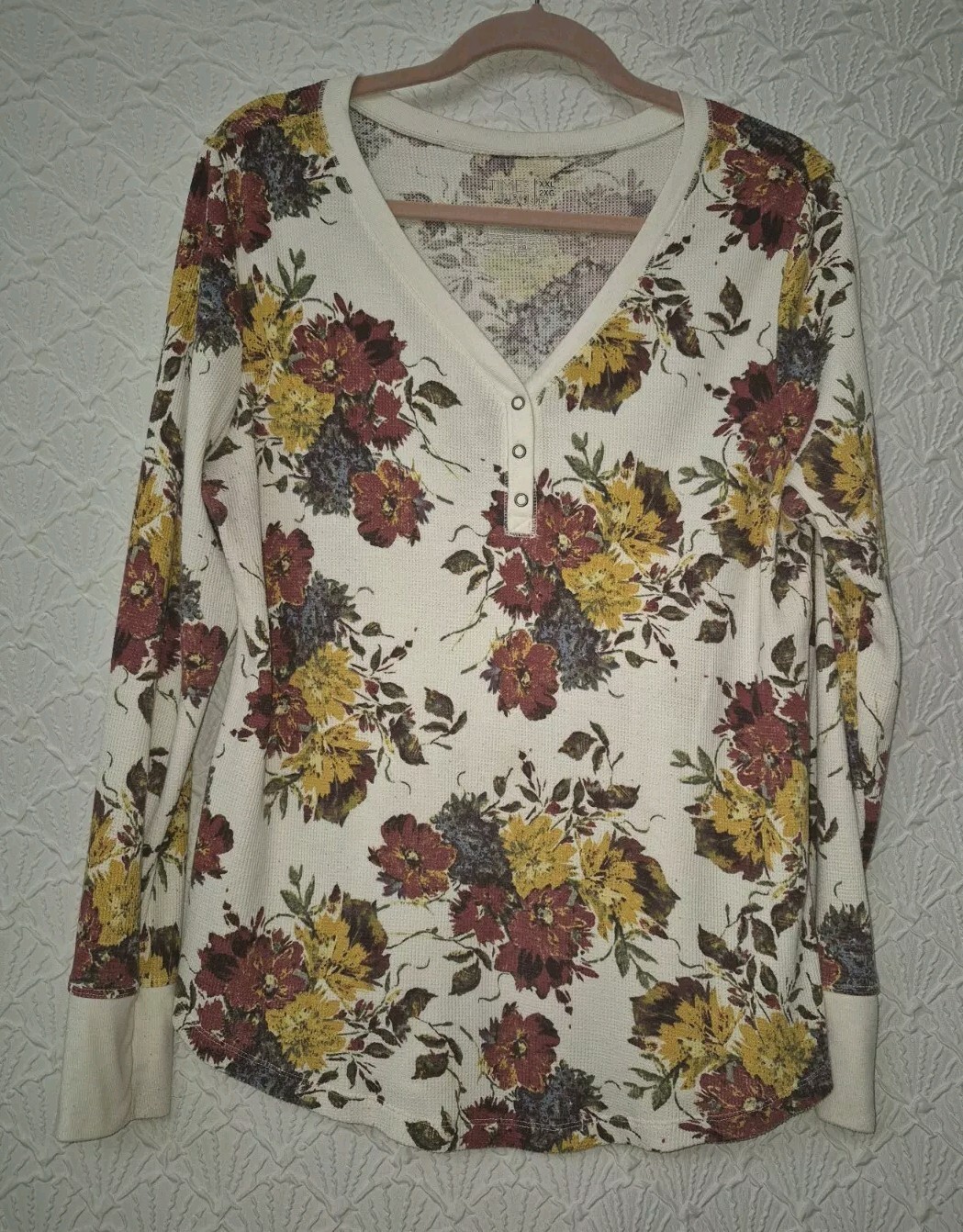 Women's Time And Tru XXL White Floral Blouse Size 20 Pre-owned